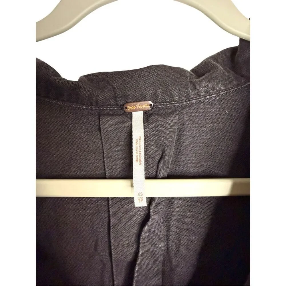 Free People Charlie Denim Shirt Washed Black Size XS